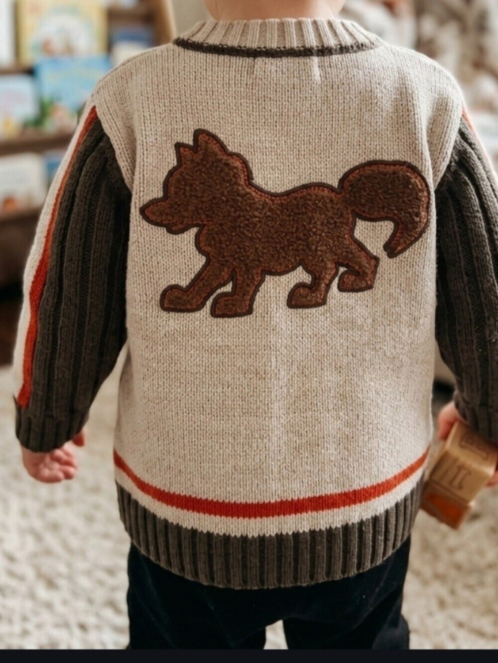 THE CHILDREN'S PLACE Boys Wolf Sweater | Size 6/9mths Vintage